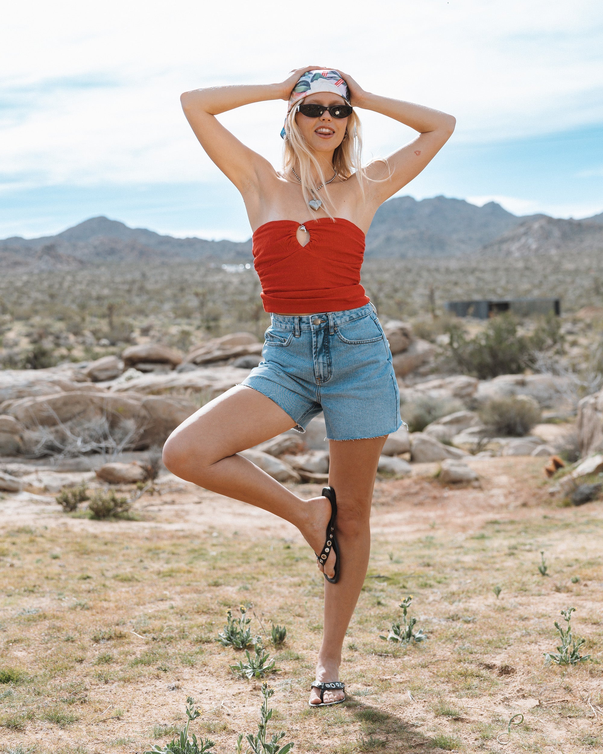 Lottie Hall Splasher Tube Top - True red