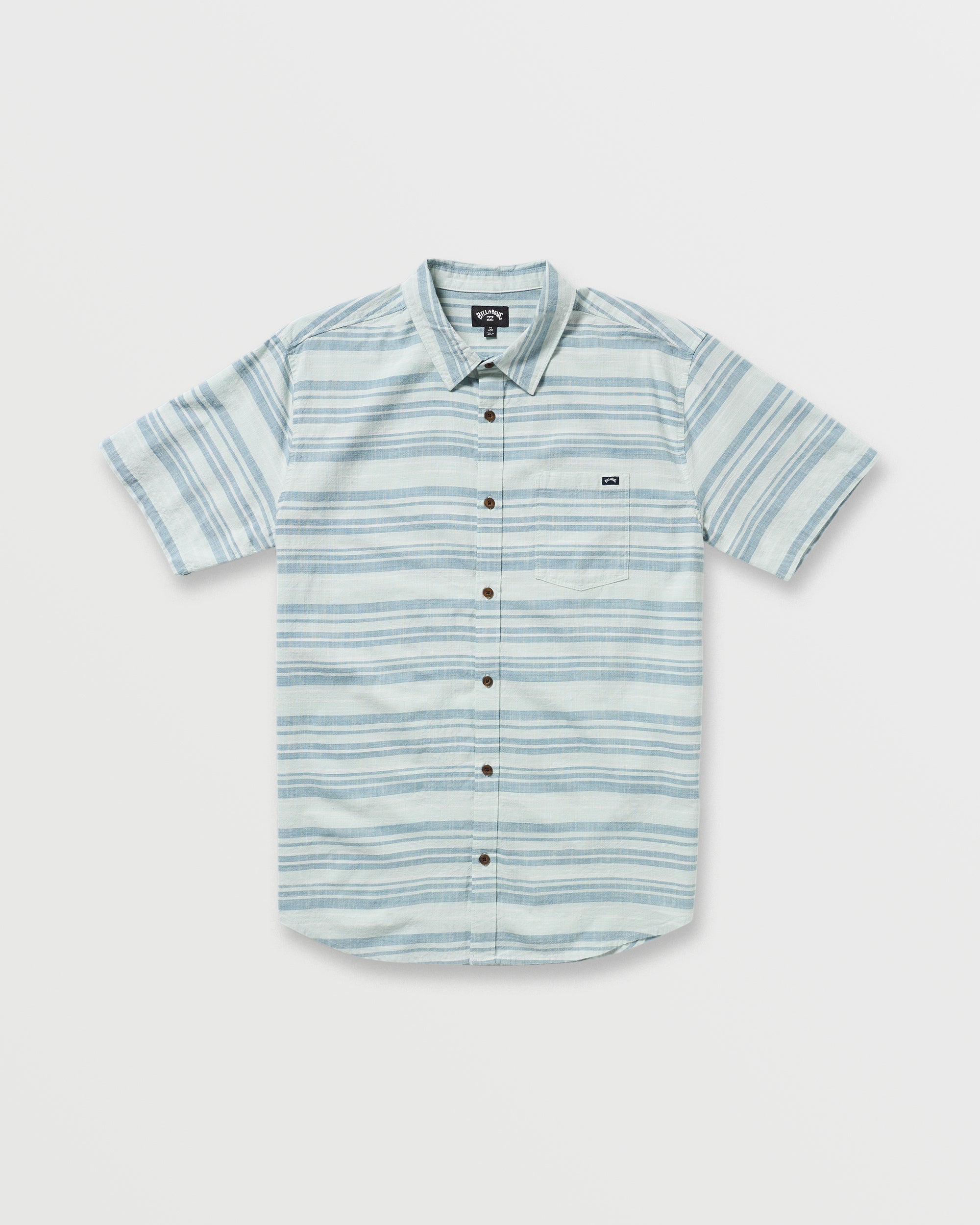 All Day Stripe Short Sleeve Shirt - Ash Blue