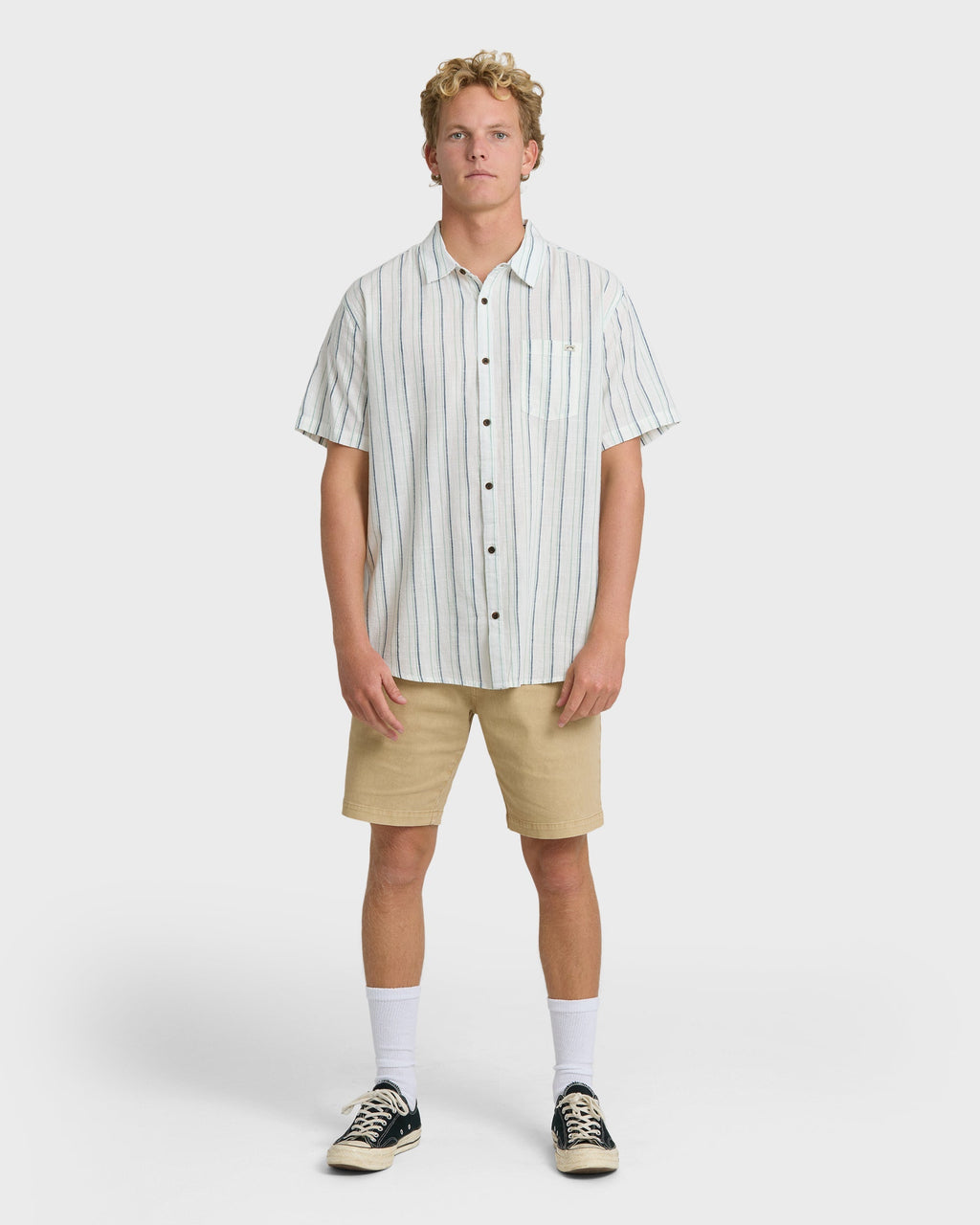 All Day Stripe Short Sleeve Shirt - Cream