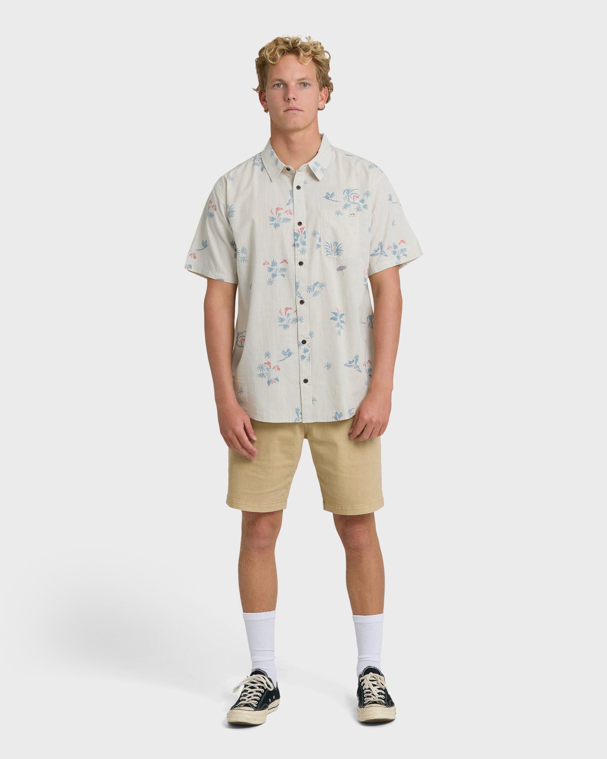 Sundays Mini Short Sleeve Woven Shirt - Stone