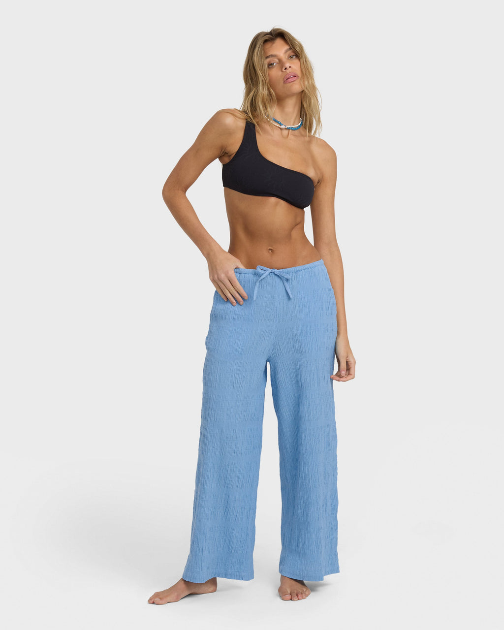 Laura Elastic Waist Pants - Blue Drift