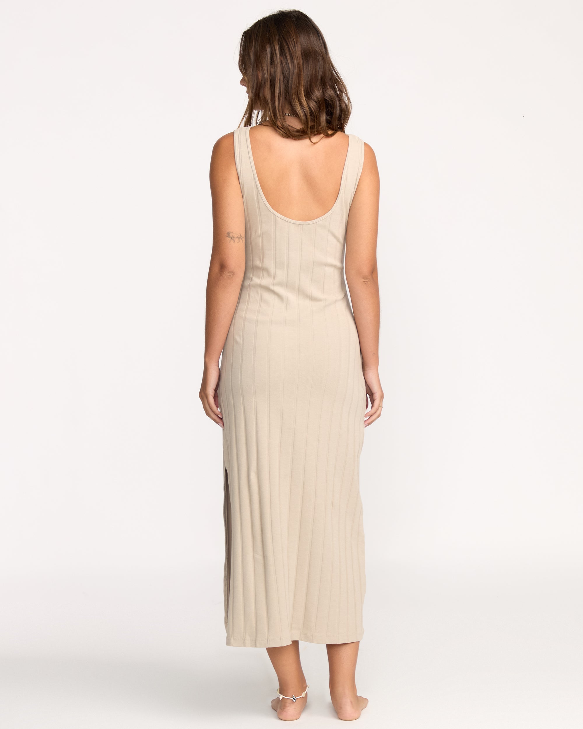 Slides Midi Knit Dress - Cobblestone