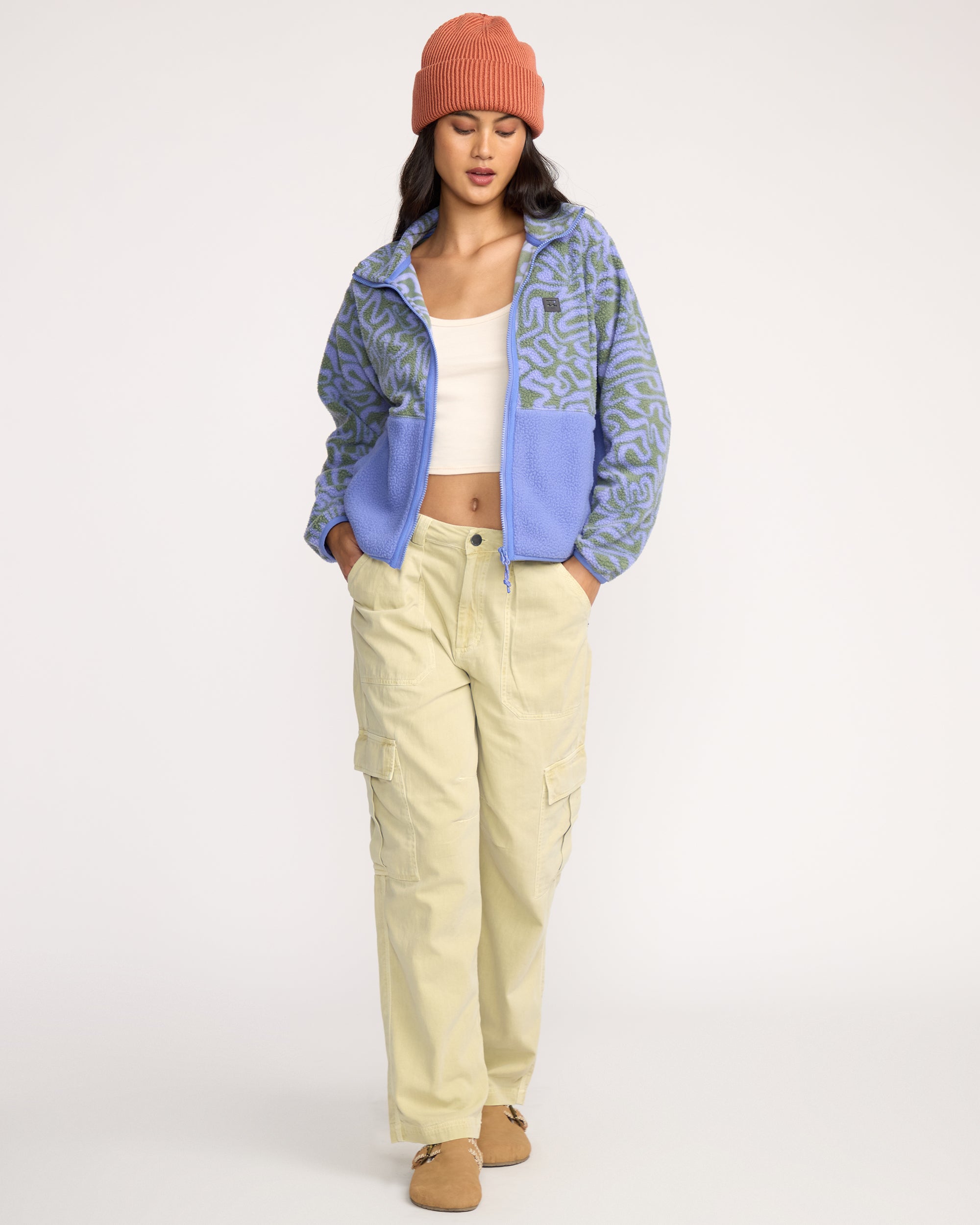 A/Div Rock Jetty Mock Neck Zip Sherpa Fleece - Iris