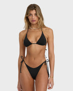 Sol Searcher Tie-Side Tanga Skimpy Bikini Bottoms - Black Pebble