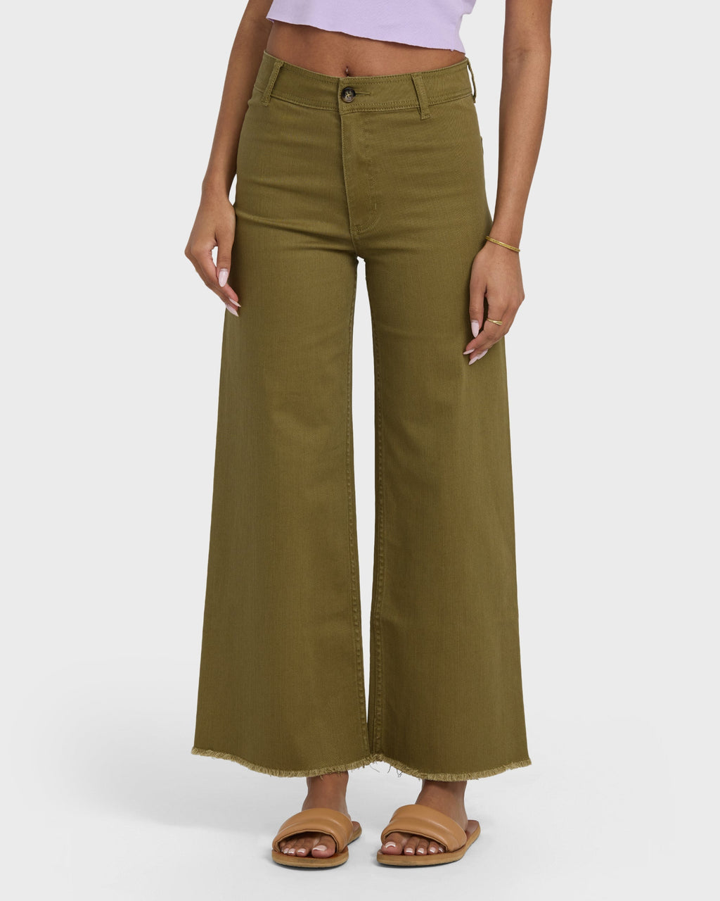 Free Fall High-Waist Twill Pants - Martini Olive