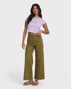 Free Fall High-Waist Twill Pants - Martini Olive