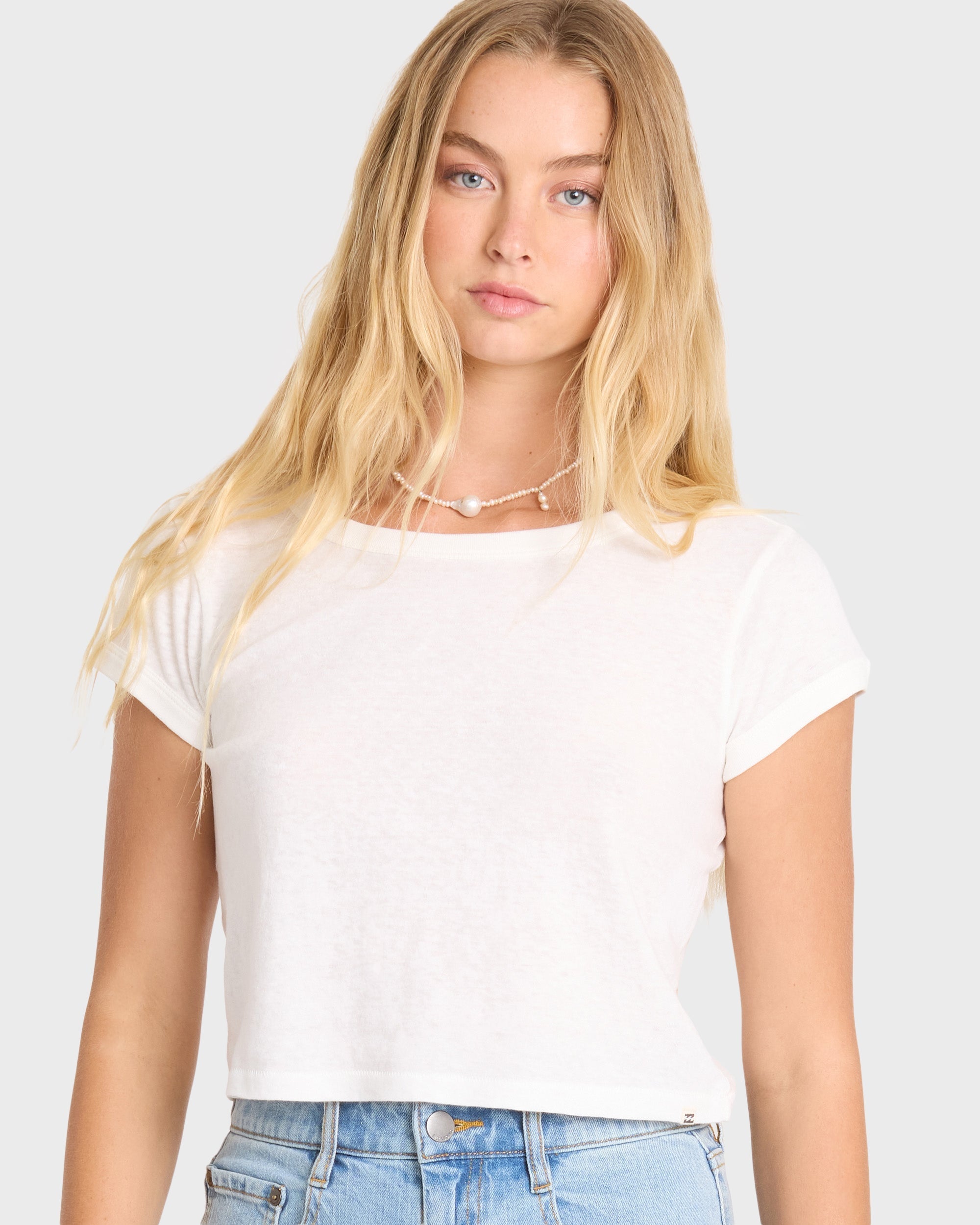 Daily Tee Solid Short Sleeve Knit T-Shirt - Salt Crystal