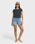 Riley Cut-Off Denim Shorts - Faded Indigo Fray