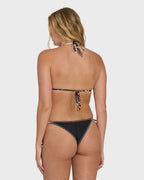 Party Wave Tie-Side Tanga Bikini Bottoms - Black Pebble