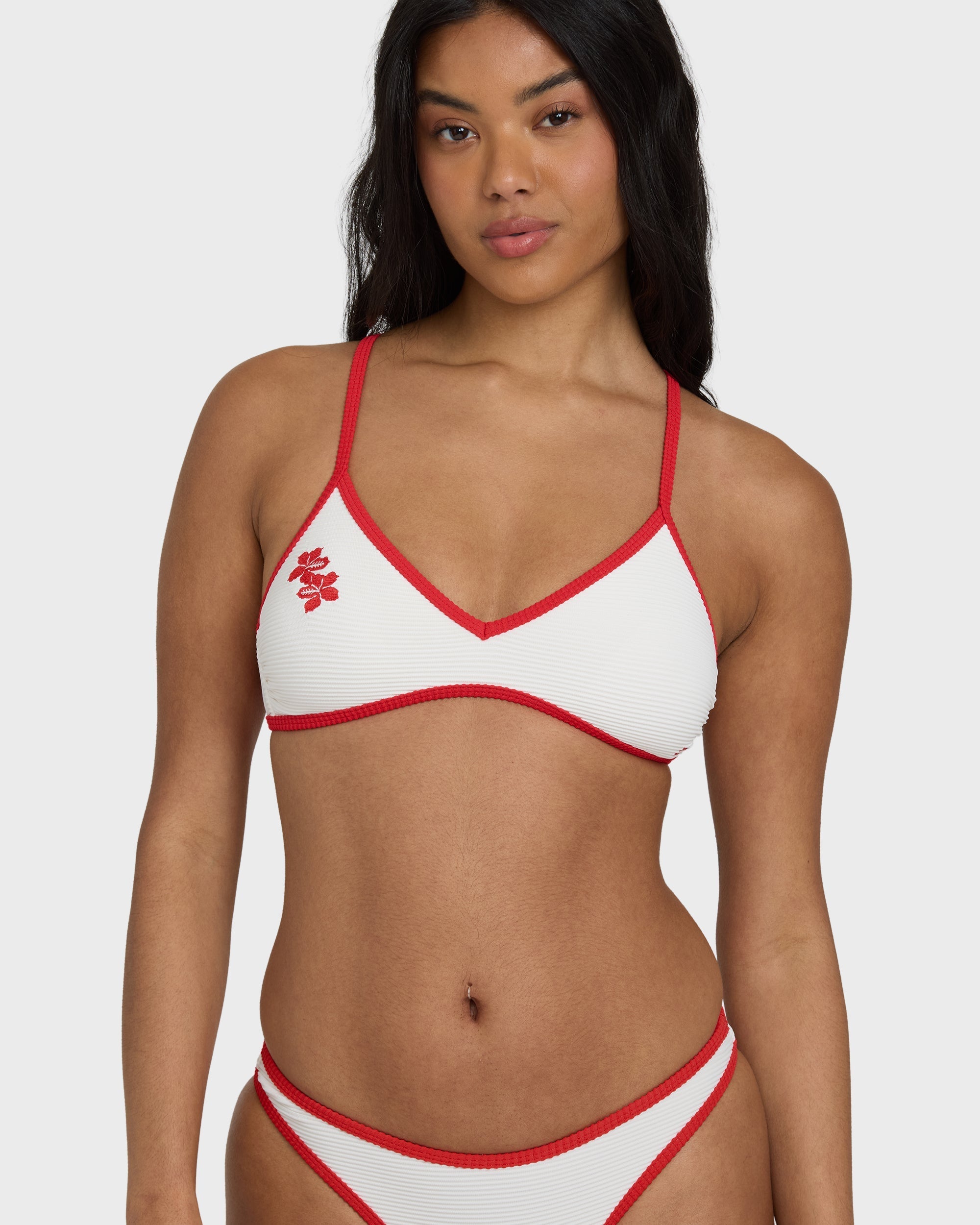 Picnic V Cross-Back Bralette Bikini Top - Salt Crystal