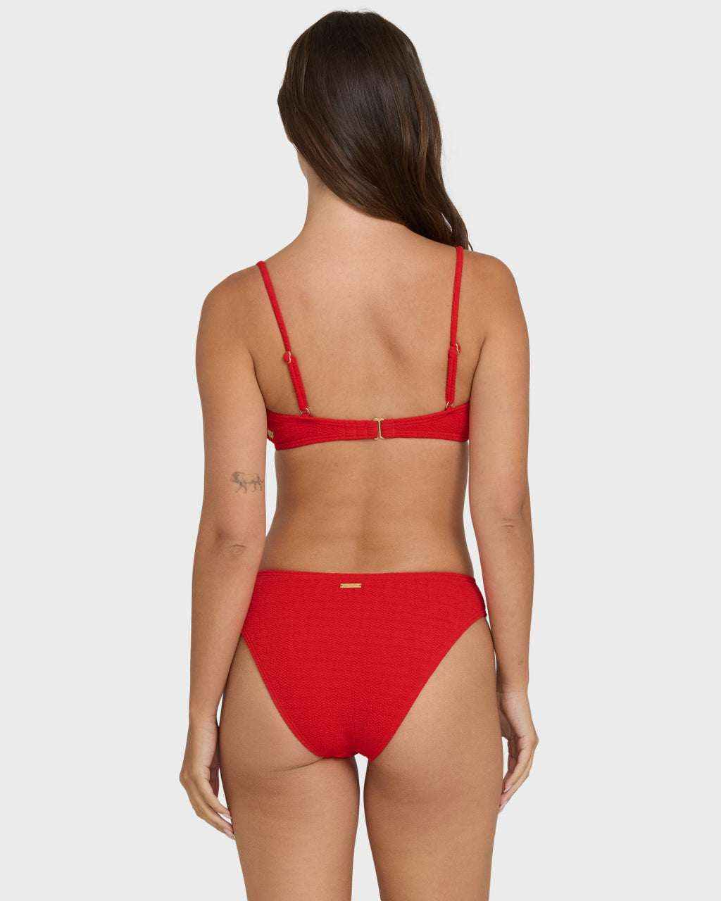 Rising Tide Ruched V Bralette Bikini Top - Fiesta Red