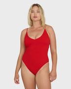 Rising Tide Strappy One Piece Swimsuit - Fiesta Red