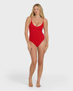 Rising Tide Strappy One Piece Swimsuit - Fiesta Red