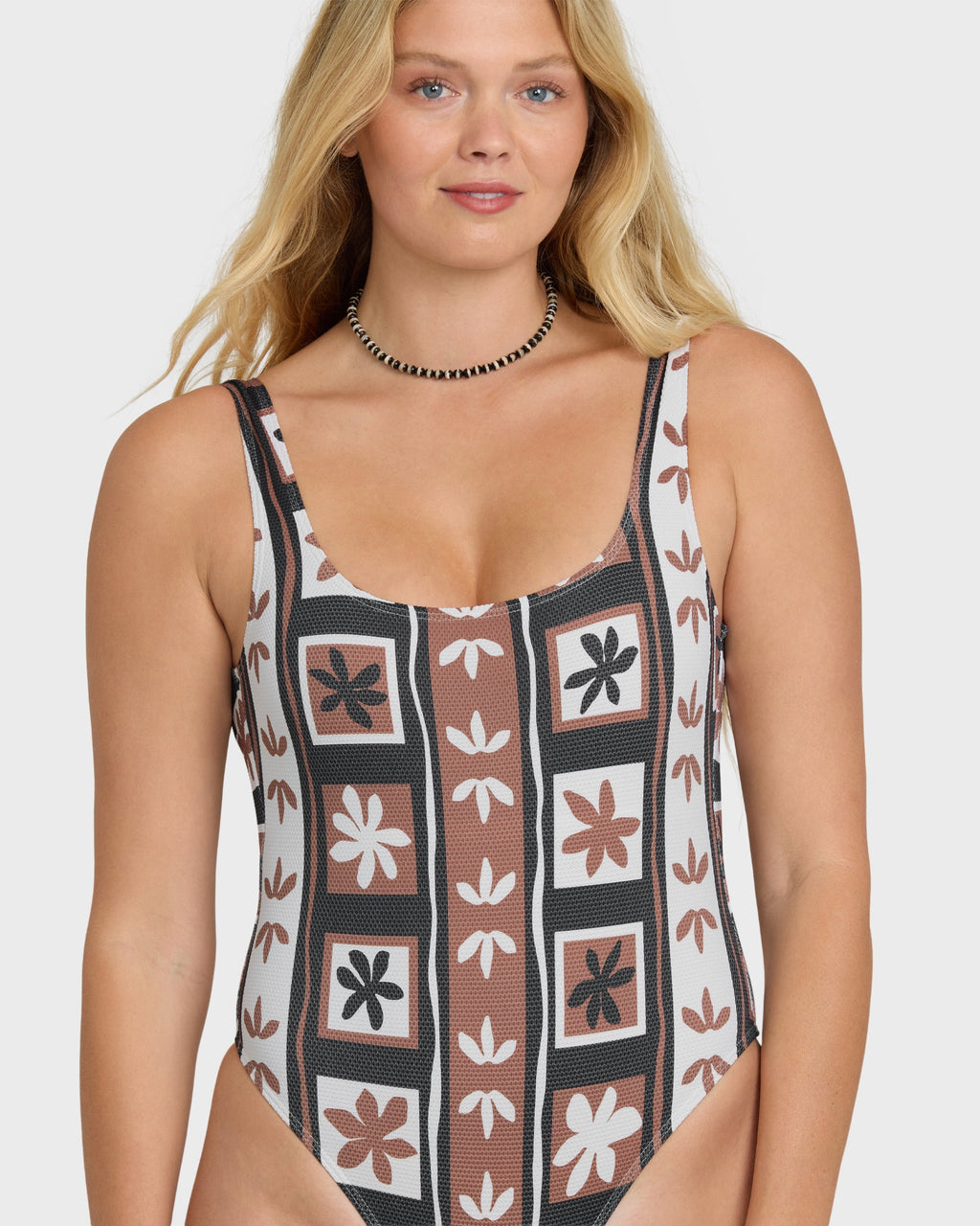 Stay Grounded Tanker One Piece Swimsuit - Brown Stone