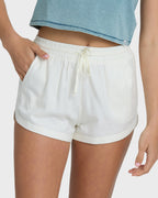 Road Trippin Elastic Waist Shorts - Salt Crystal