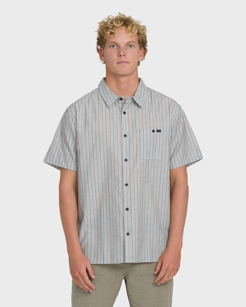Sundays Jacquard Short Sleeve Woven Shirt - Fog Gray