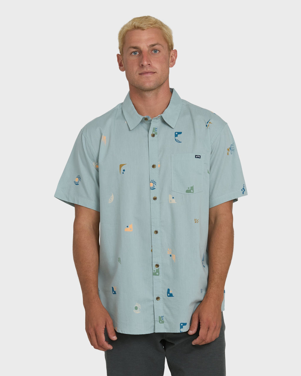 Sundays Mini Short Sleeve Woven Shirt - Blue Fog