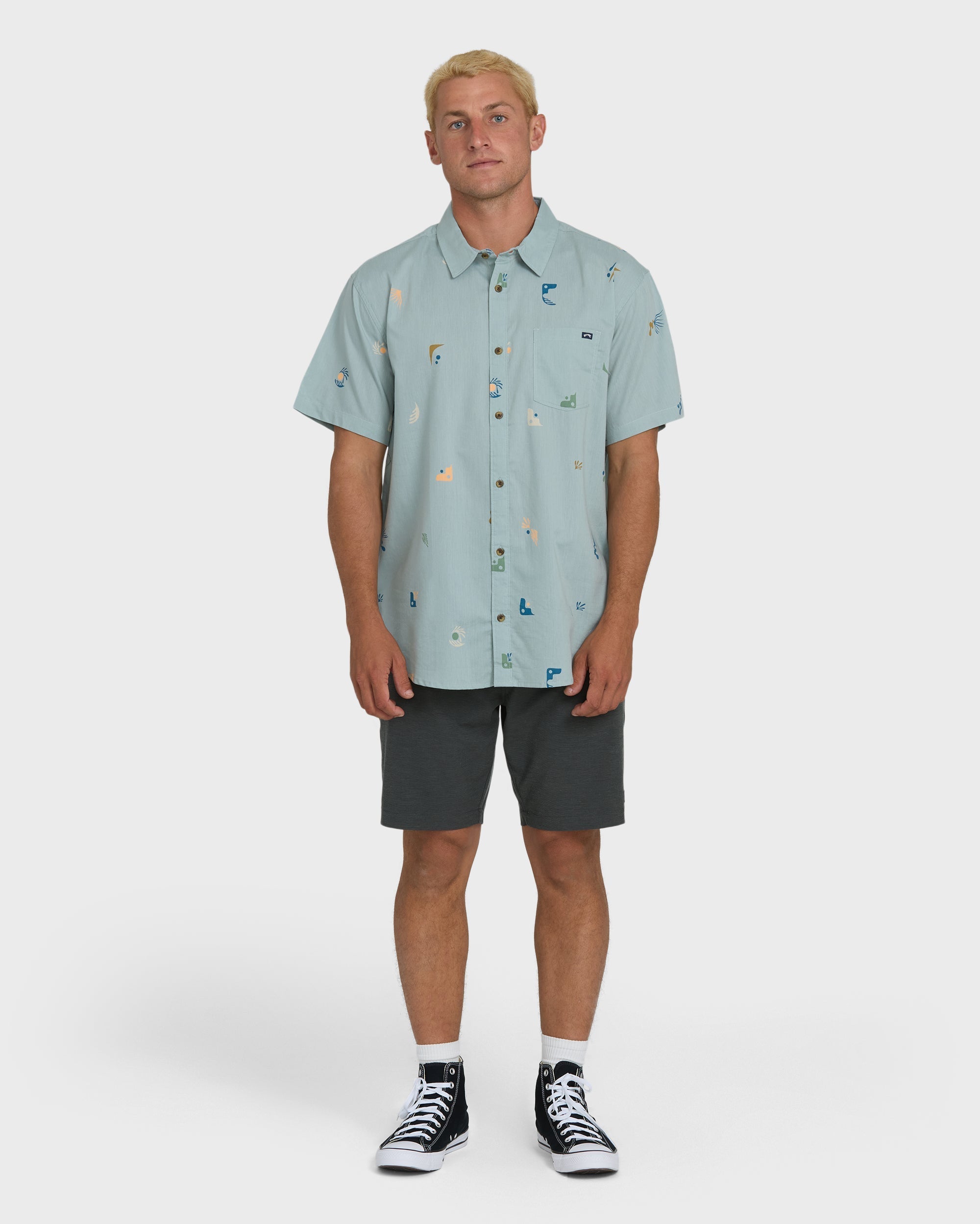 Sundays Mini Short Sleeve Woven Shirt - Blue Fog