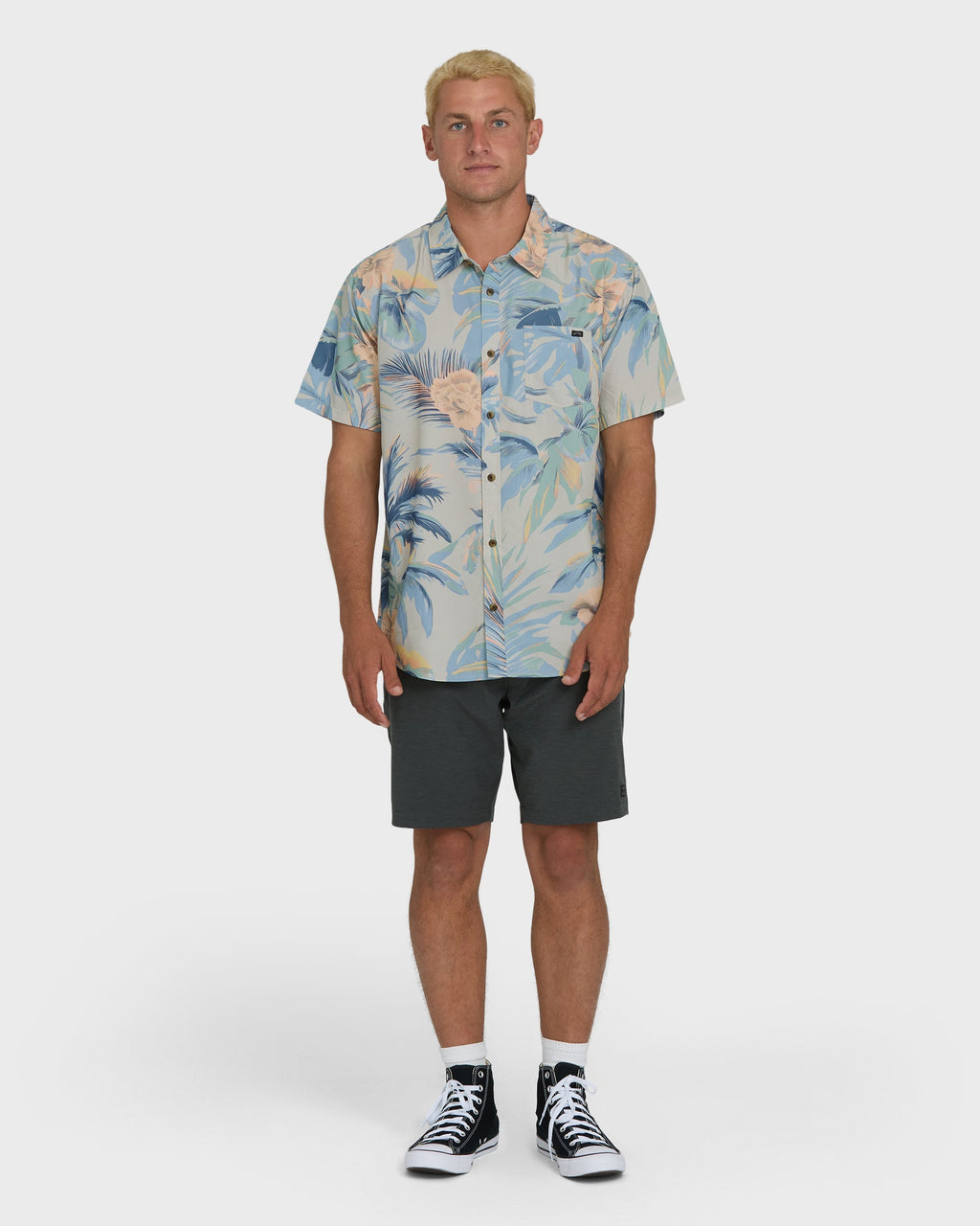 Sundays Lounge Short Sleeve Woven Shirt - Blue Horizon