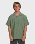 Victoria Vacay Short Sleeve Woven Shirt - Granite Green