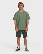 Victoria Vacay Short Sleeve Woven Shirt - Granite Green