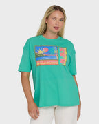 Summer Heat Short Sleeve Knit Graphic T-Shirt - Green Tropics