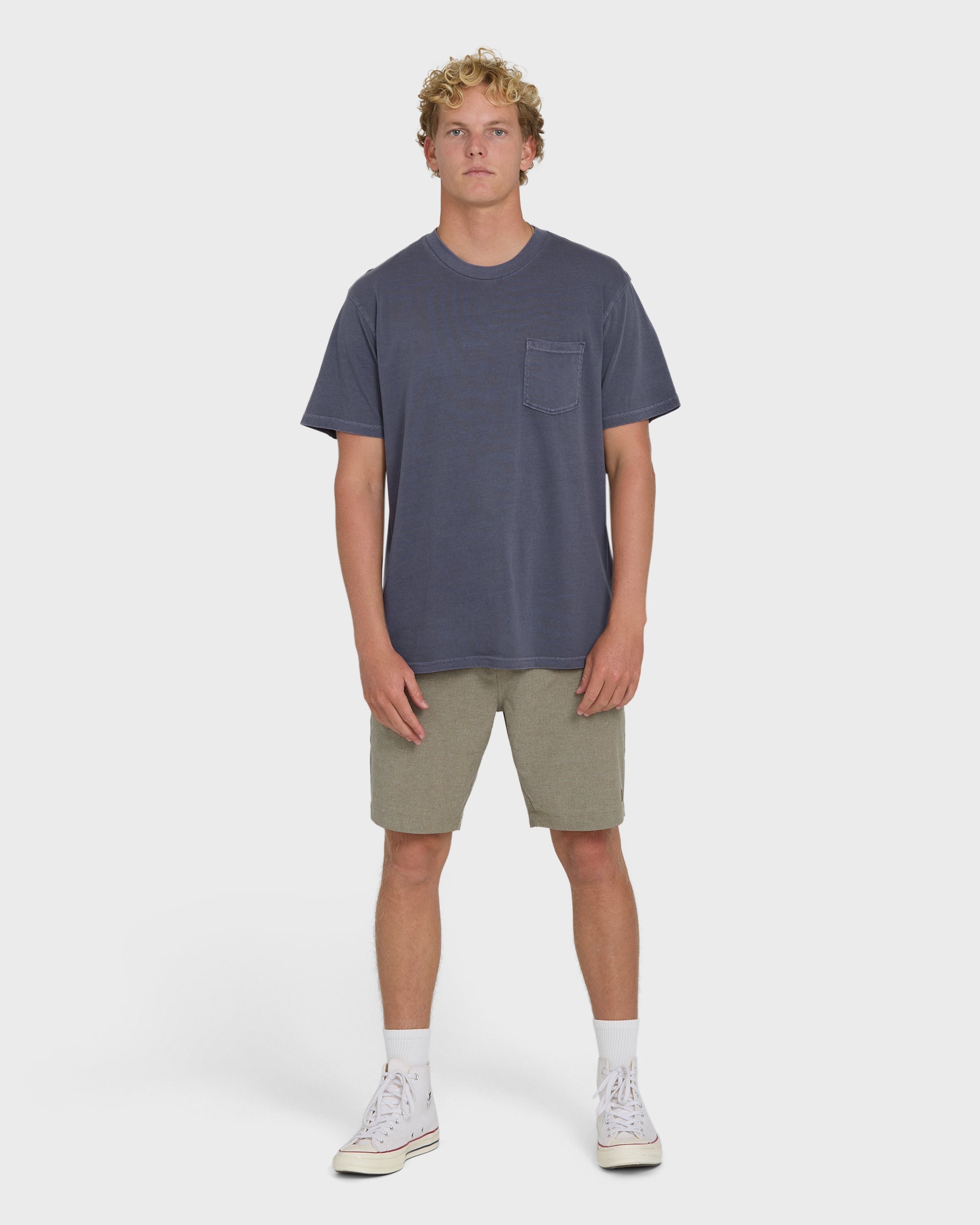 Essential Wave Washed Premium Short Sleeve Pocket Tee - Graystone