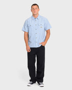 Bad Dog Short Sleeve Oxford Shirt - Blue Fog