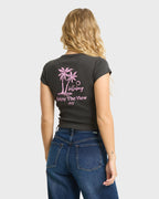 Magic Sunsets Short Sleeve Rib Knit T-Shirt - Off Black