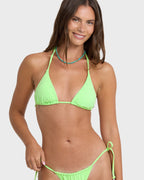 Simply Sweet Eyelet Triangle Bikini Top - Green Glow