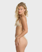 Wavey Daze Tie-Side Tanga Skimpy Bikini Bottoms - Cobblestone