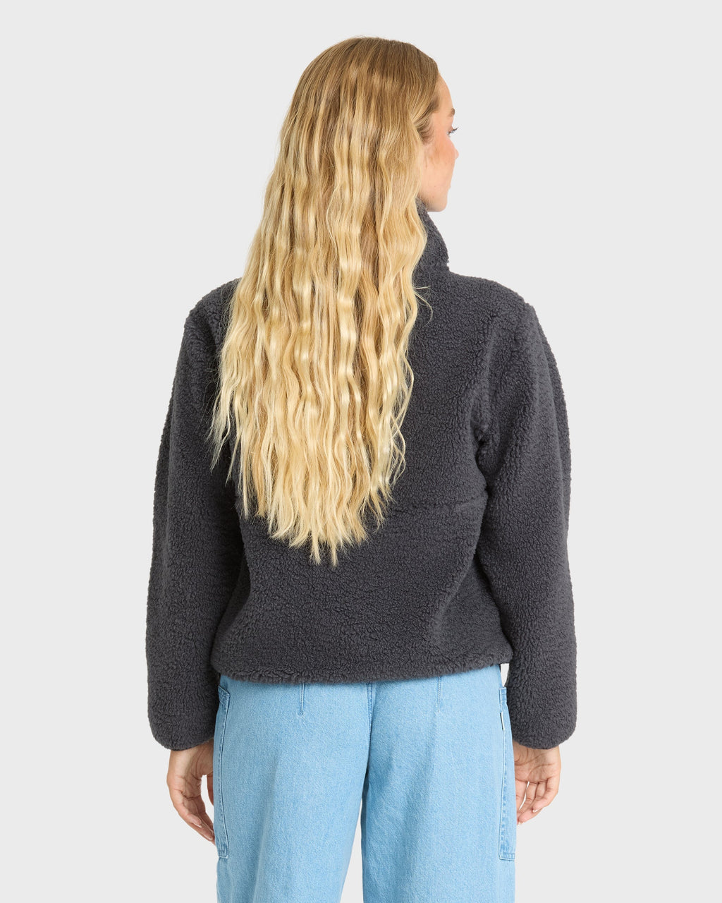 Horizon Sherpa Mock Neck Half Zip Sweatshirt - Black Sands