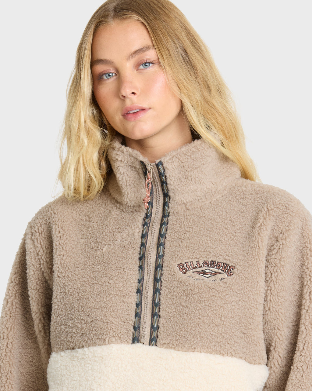 Horizon Sherpa Mock Neck Half Zip Sweatshirt - Cobblestone