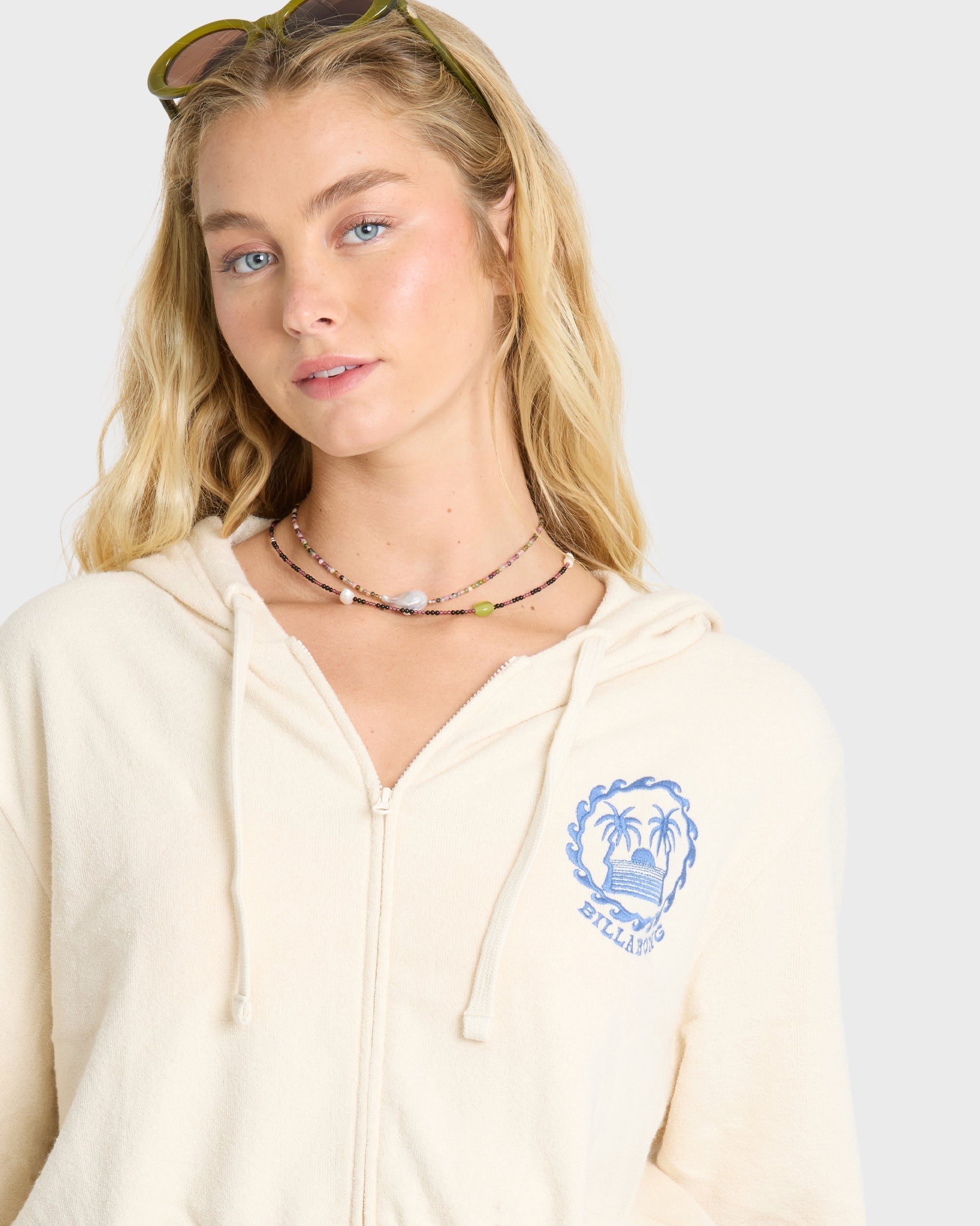 Palm 73 Zip-Up Hoodie - White Cap