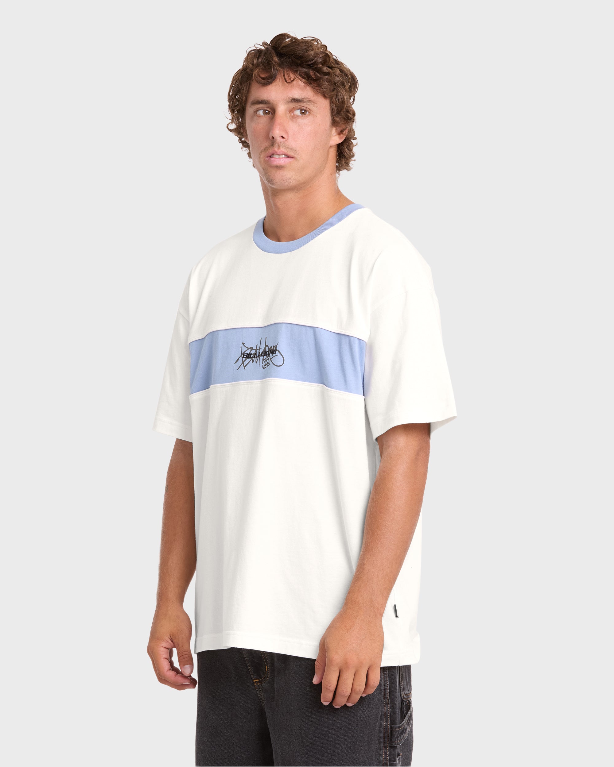 Bad Dog Shrapnel Ringer Short Sleeve Jersey T-Shirt - Off White
