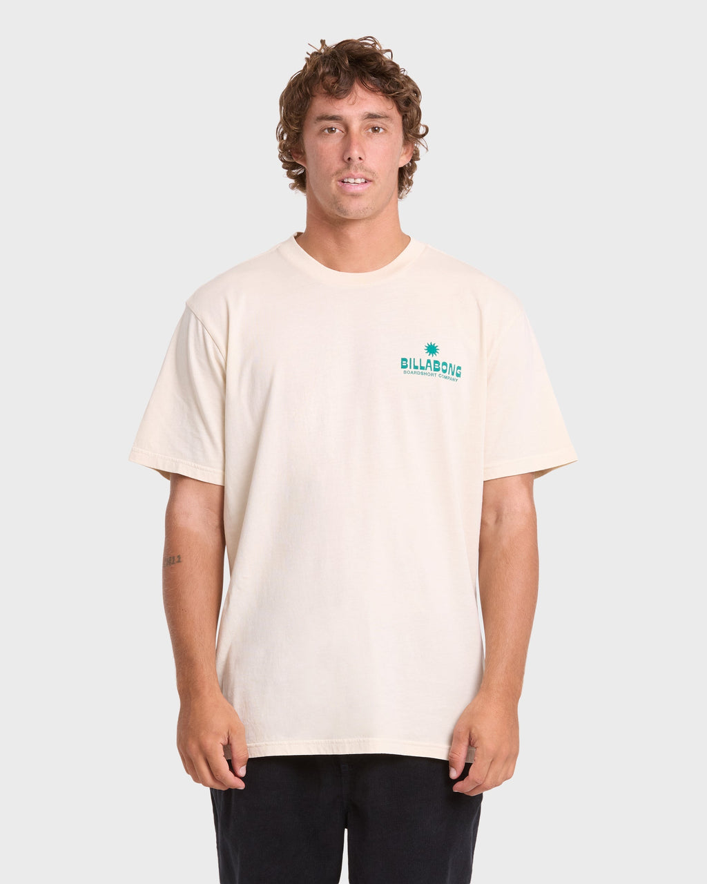 Glance Wave Washed Premium Short Sleeve Knit T-Shirt - Oatmeal