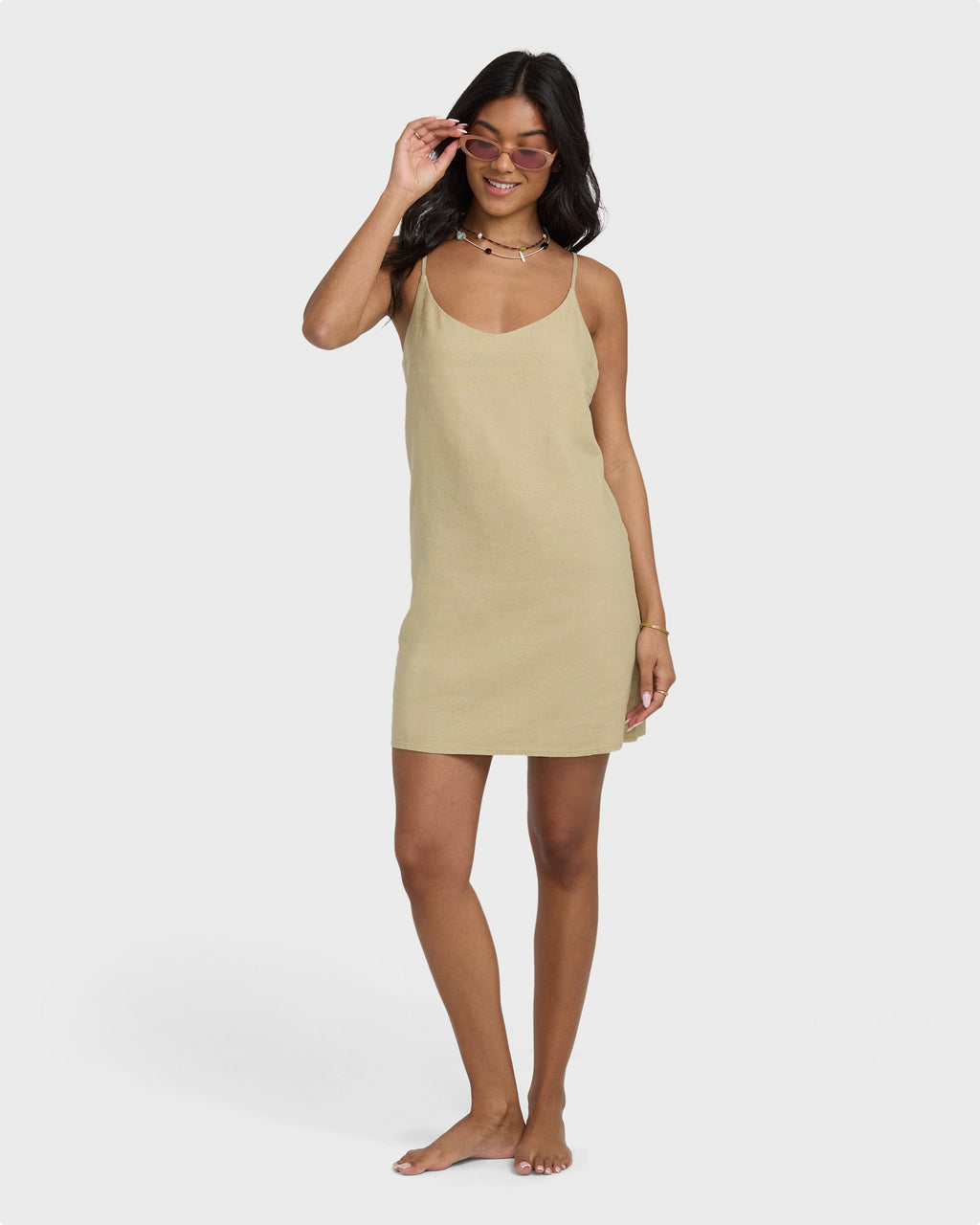 Summer Love Mini Slip Dress - Green Ash